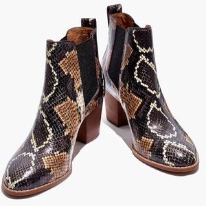 Madewell The Regan Boot in Snake Embossed Leather - Warm Ash Multi - Sz 7